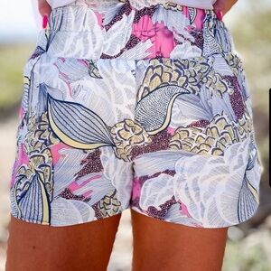 TCEC Floral Smocked High Rise Athletic Shorts M